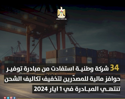 مبادرة توفير حوافز مالية للمصدّرين استفاد منها34 شركة